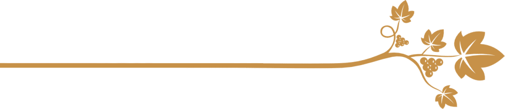 Vine branch illustration representing farm-to-table dining and vineyard experience.